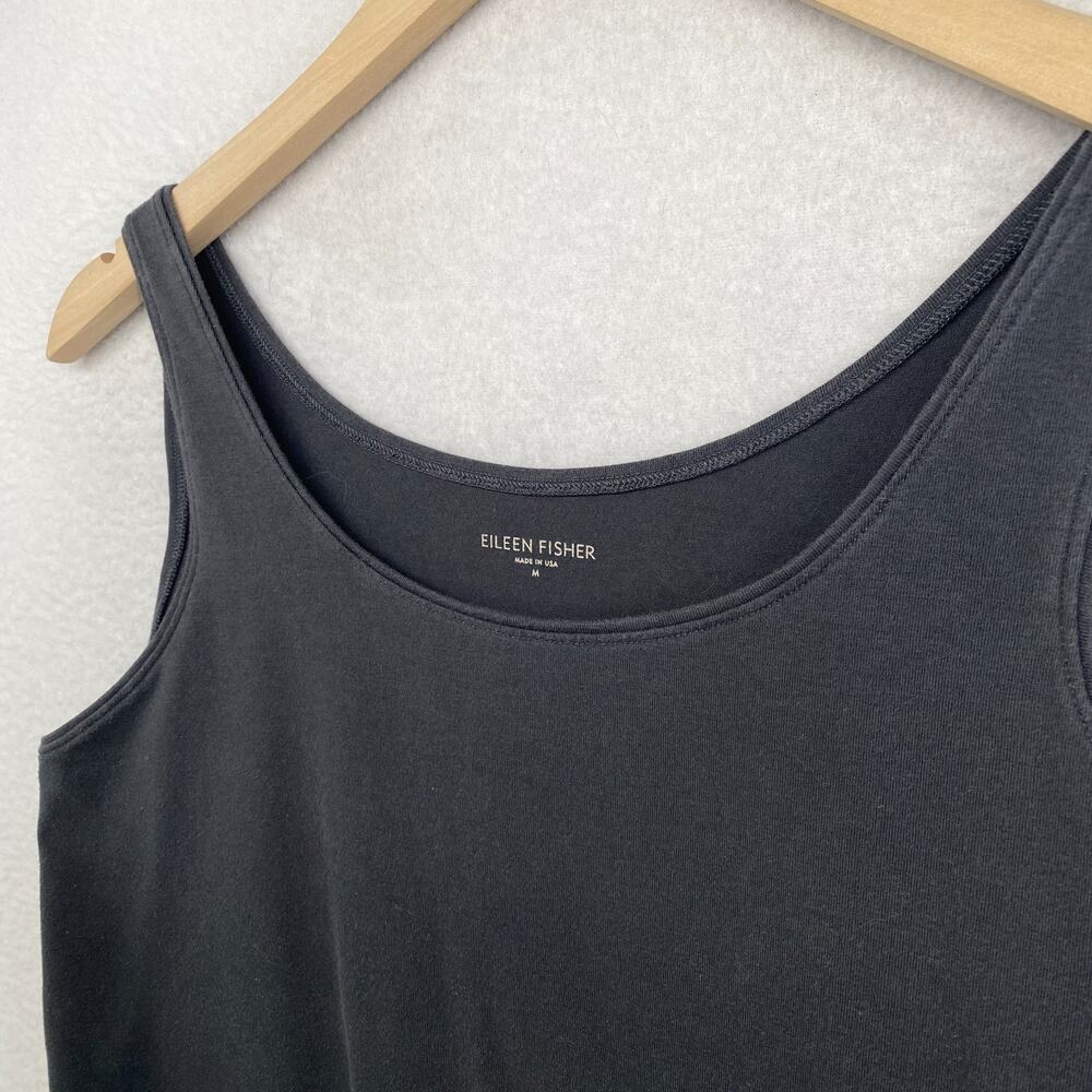 EILEEN FISHER Tank Top M Stretch Organic Cotton Jersey Scoop Neck Shell Gray USA - Picture 2 of 9